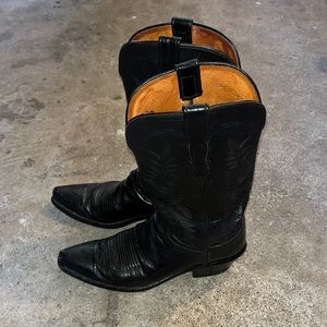Lucchese 1883 black pointy toe classic cowboy boots 8.5M